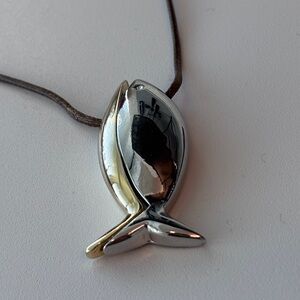 Two-Tone Fish Pendant Necklace